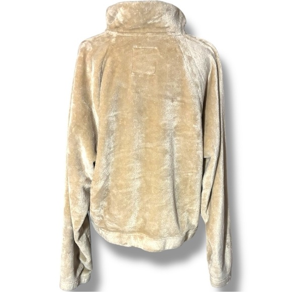 Hollister Super Soft Large Cozy Tan Faux Fur Quarter-Zip Pullover Fleece - Picture 14 of 15